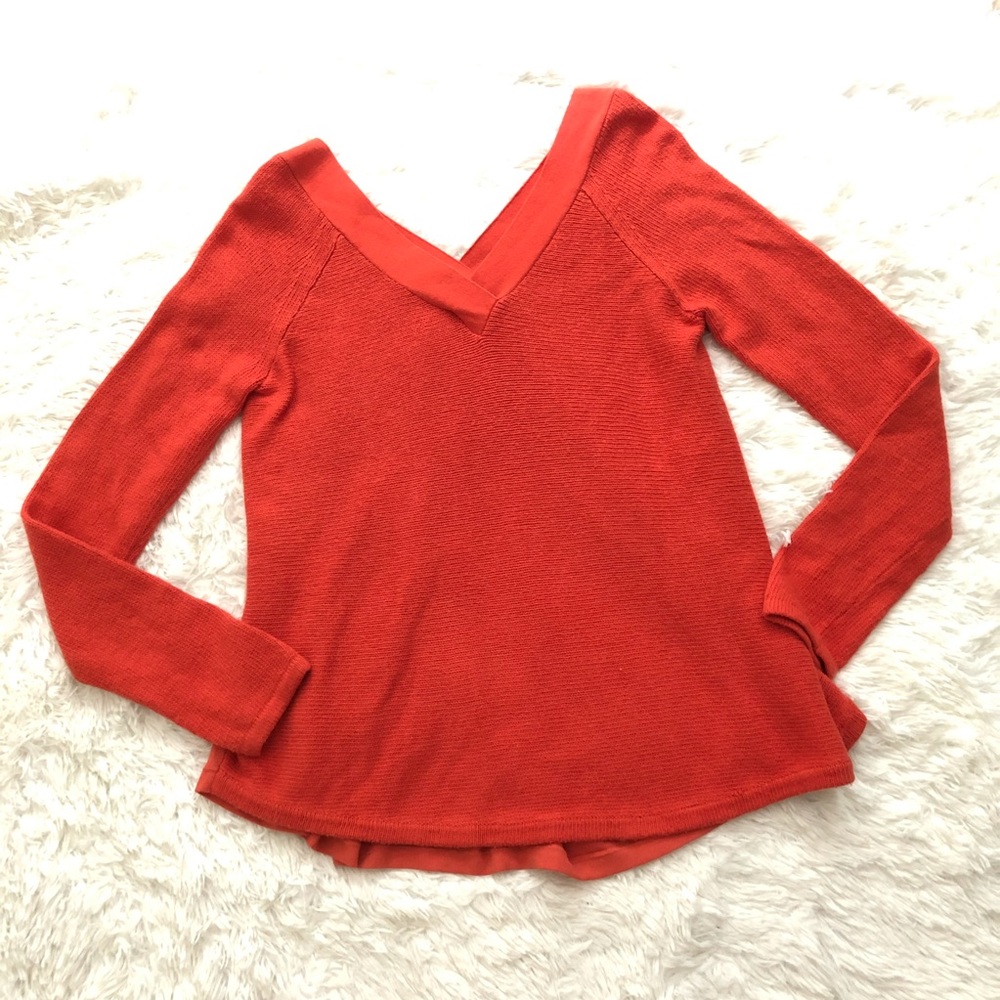 KNITTED & KNOTTED |ANTHRO ORANGE KNIT SWEATER SZ L
